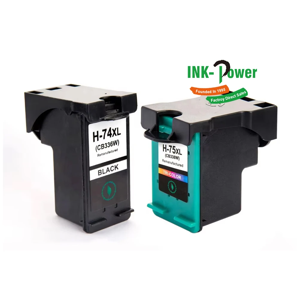INK-POWER 74 75 XL 74XL 75XL Premium Remanufactured Color Inkjet Ink Cartridge for HP Deskjet D4260 D4360 Printer