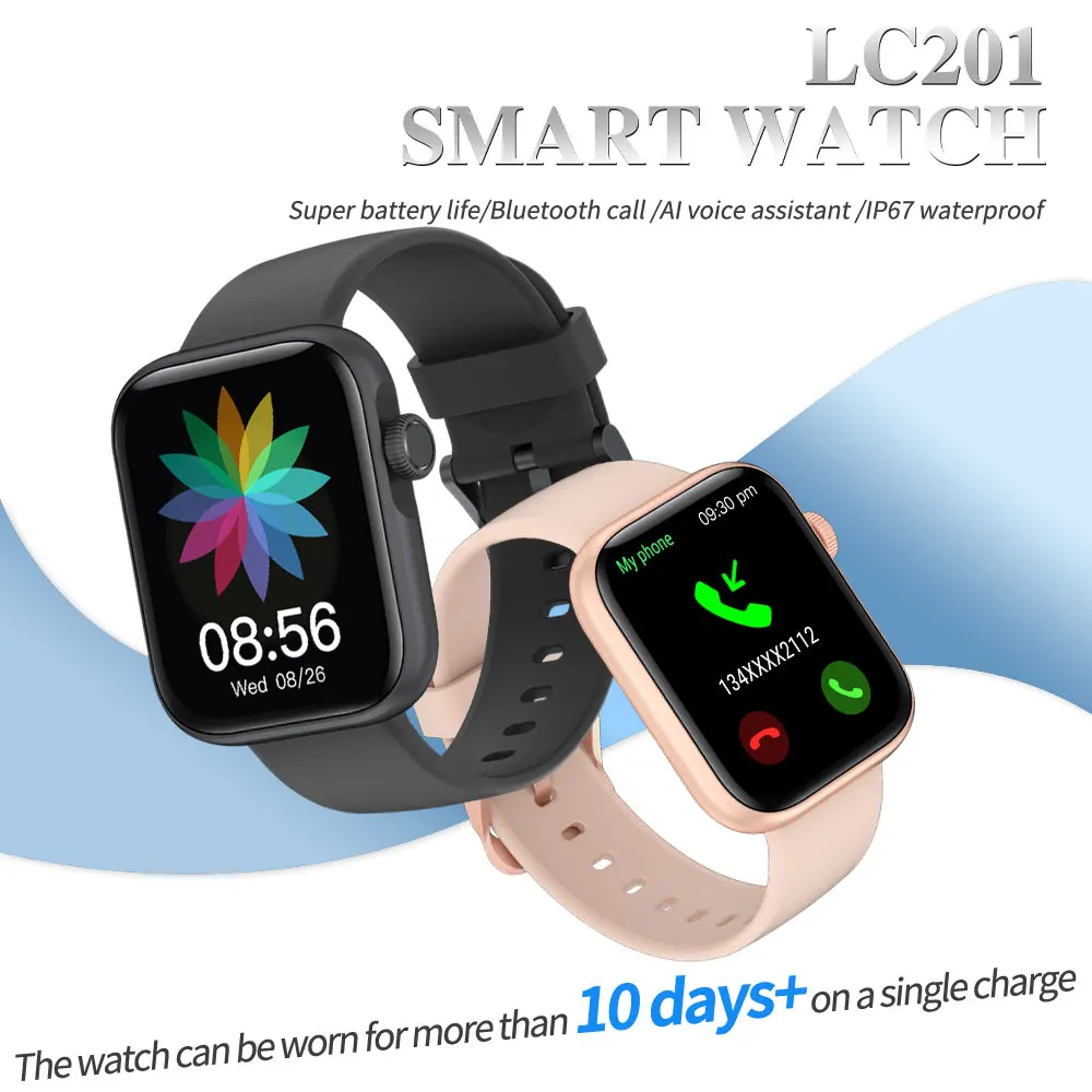 2022 Latest Wearable Square Classic BT Calling Waterproof Montre Inteligente Reloj Smart Watch For Men Women