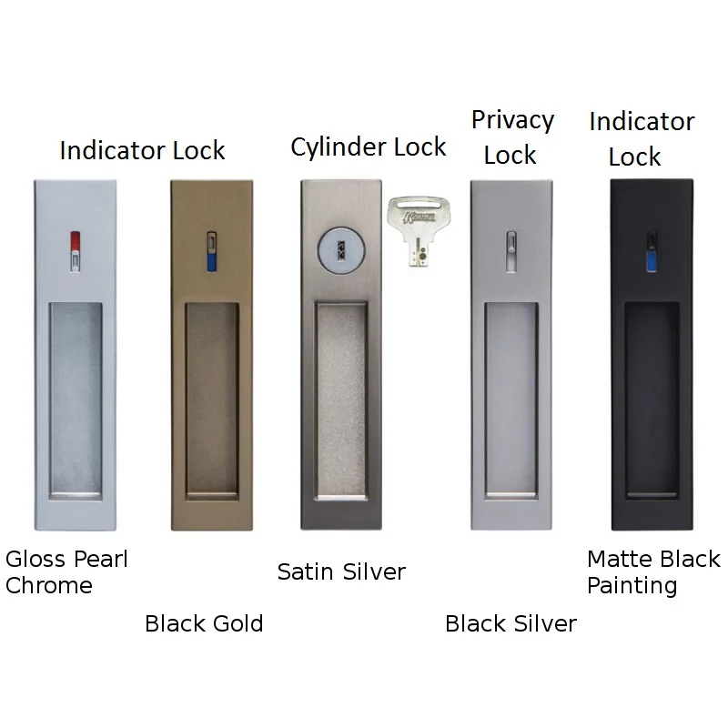 (Privacy Lock type) Sliding TS Hook Matte Black bedroom door hidden automatic lock