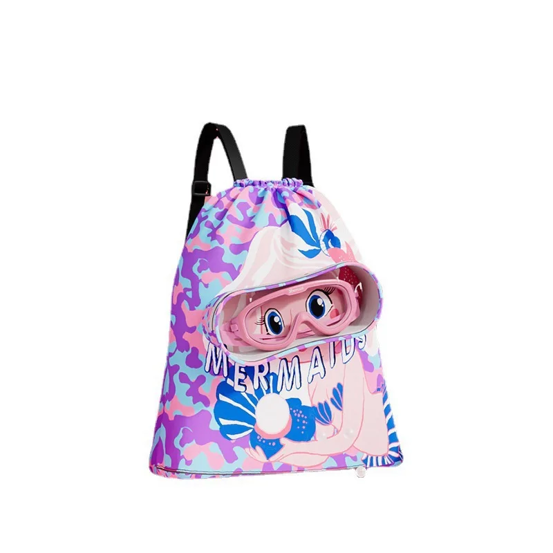 Swim Bag Mesh Drawstring Backpack Beach Backpack Pool Bags for Woman Waterproof Polyester Washing Bag