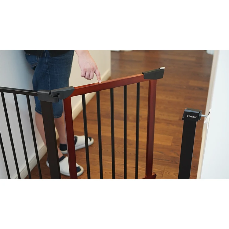 High quality one-handed use wooden metal baby barrier child safety gate stair baby gate metal