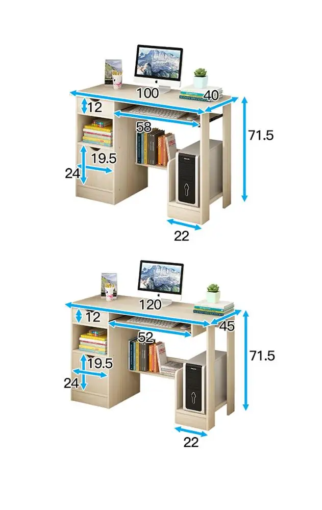 Modern simple study desk industrial style sit standing table computer desk