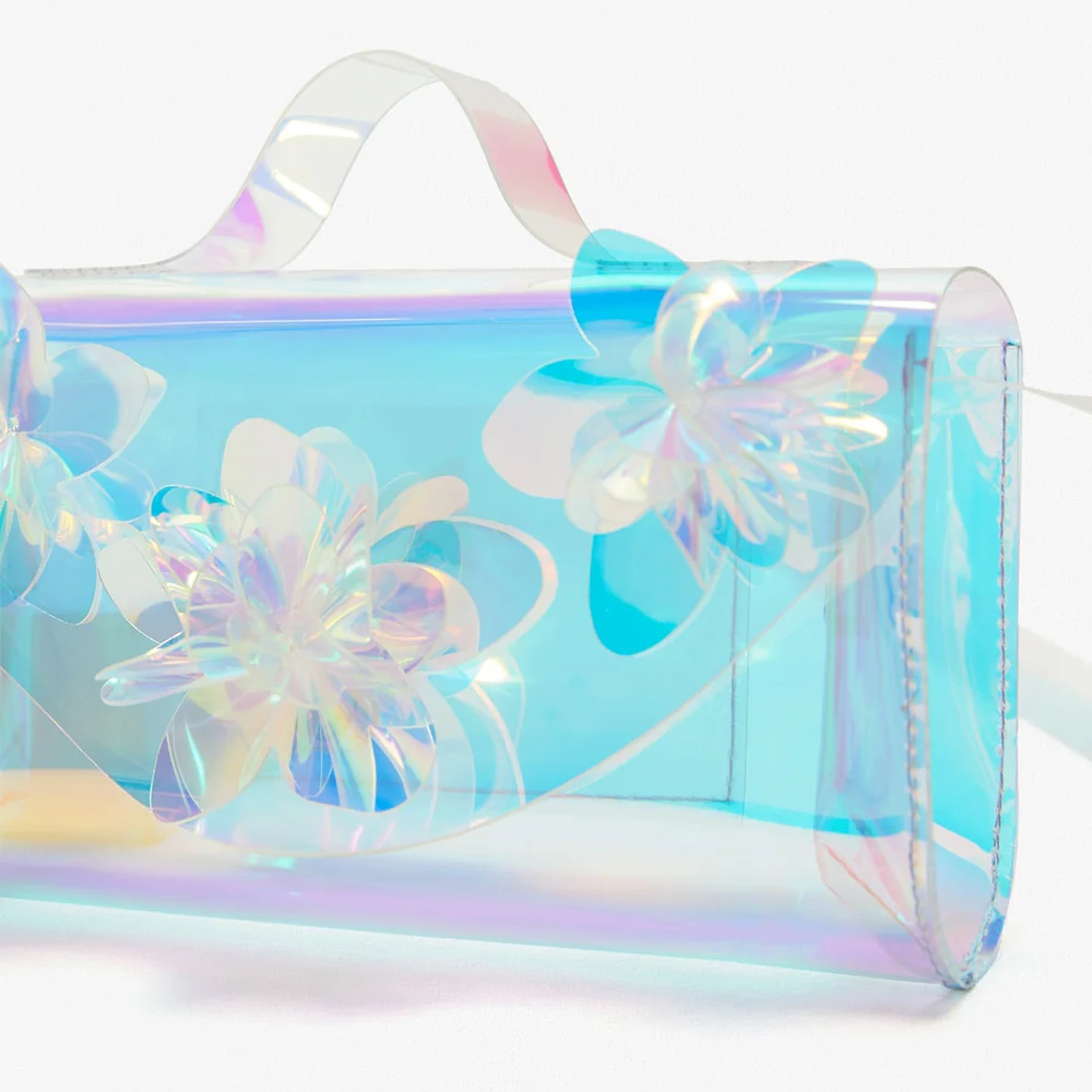 Hot Selling Fashion Clear Transparent Holographic Girls Iridescent Crossbody Handbag Purse