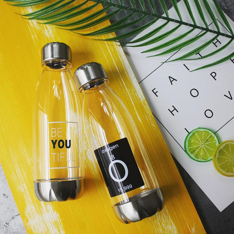 Прозрачная безопасная пластиковая бутылка для воды, 17 унций, многоразовая портативная Спортивная бутылка для воды из нержавеющей стали