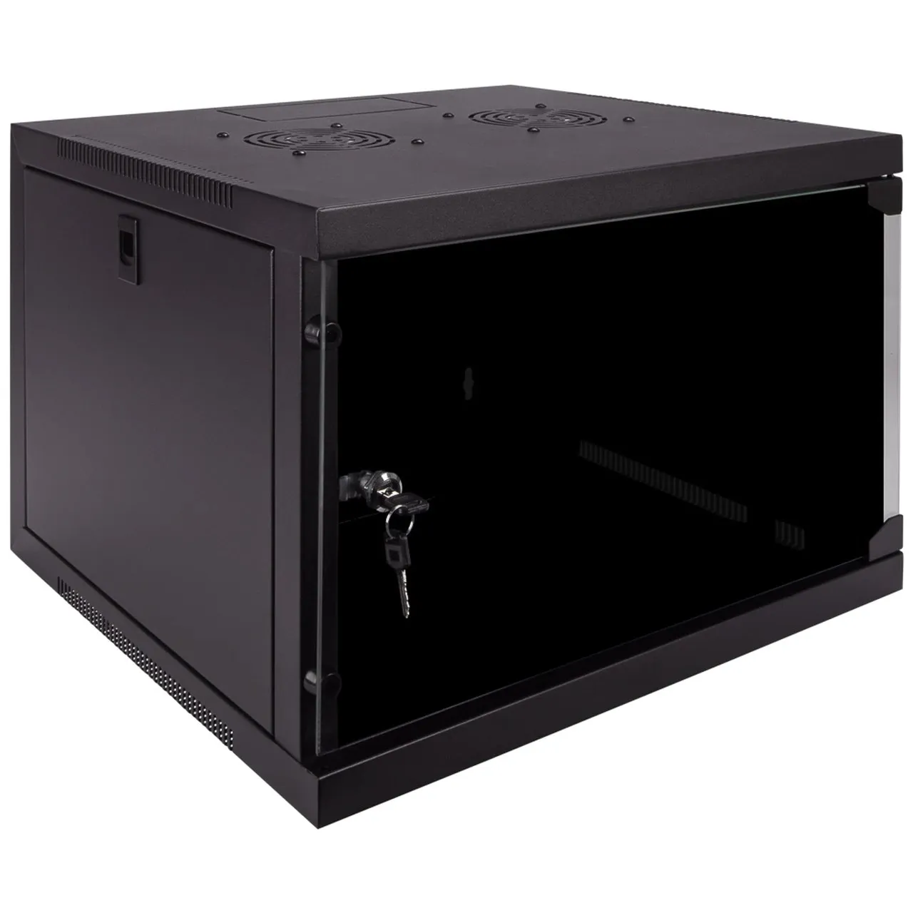 
6U 450mm Depth Wall mount Networking Cabinet with Locking Glass Door - Black 
