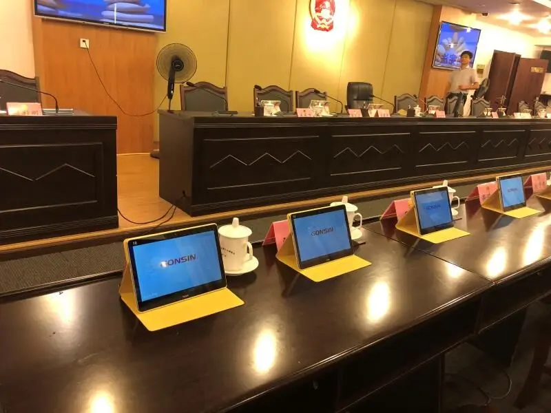 Paperless Conference System 15.6 inch desk motorized lcd monitor lift ultra-thin and ultra-narrow edge