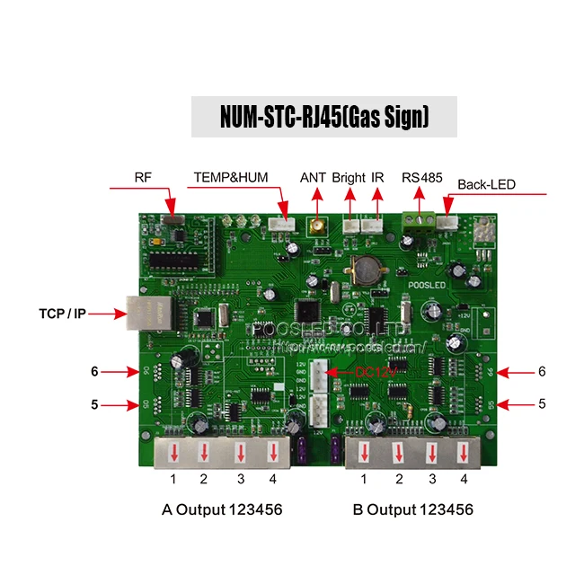 New design NUM-STC-RJ45(Gas Sign) control card