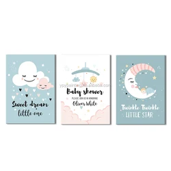 Canvas  Baby boy Wall Art Print Love You to the Moon Painting Nordic Kids Room Decoration