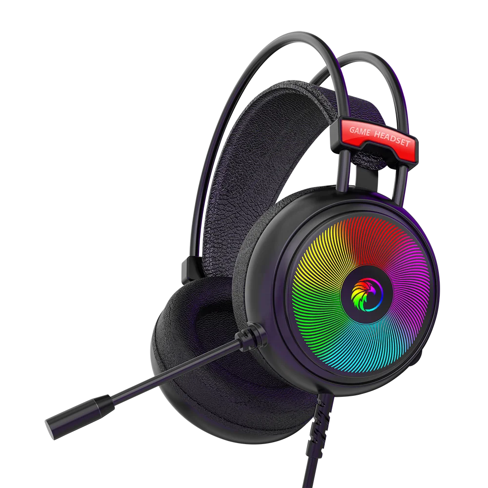 Cool RGB Earphone Metal Frame Soft Sponge Ergonomic Design LED 7.1 Surround Sound System Gaming Headset with Flexible Microphone