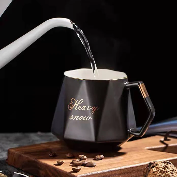 Nordic luxury diamond gold ceramic mug coffee cup tea water cup holiday event gift ceramic mug custom logo