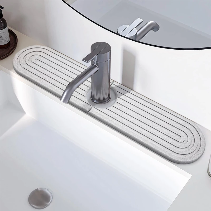 Premium Diatomite Sink Tray Fast Drying Minimalist round Silicone Mat Protects Kitchen Countertops from Water Splashes