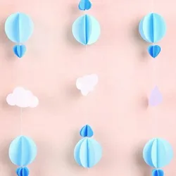 Clouds Hot Air Balloons Heart Shapes Wall Hanging Paper Garland Craft Party Banner Decoration
