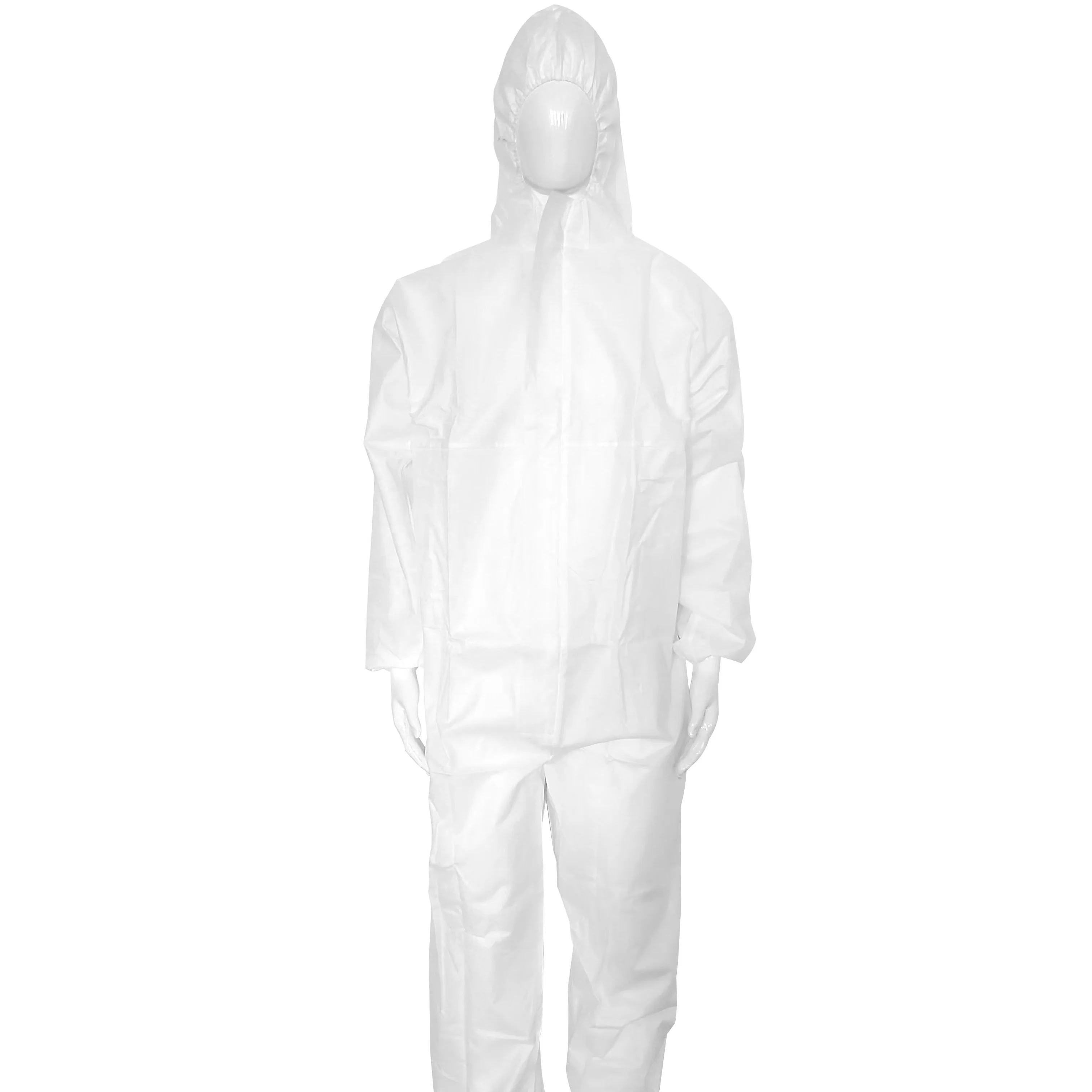 SMS Non Woven Industrial Safety Lightweight Hooded Dust Suit Type 5 6 Disposable Coverall