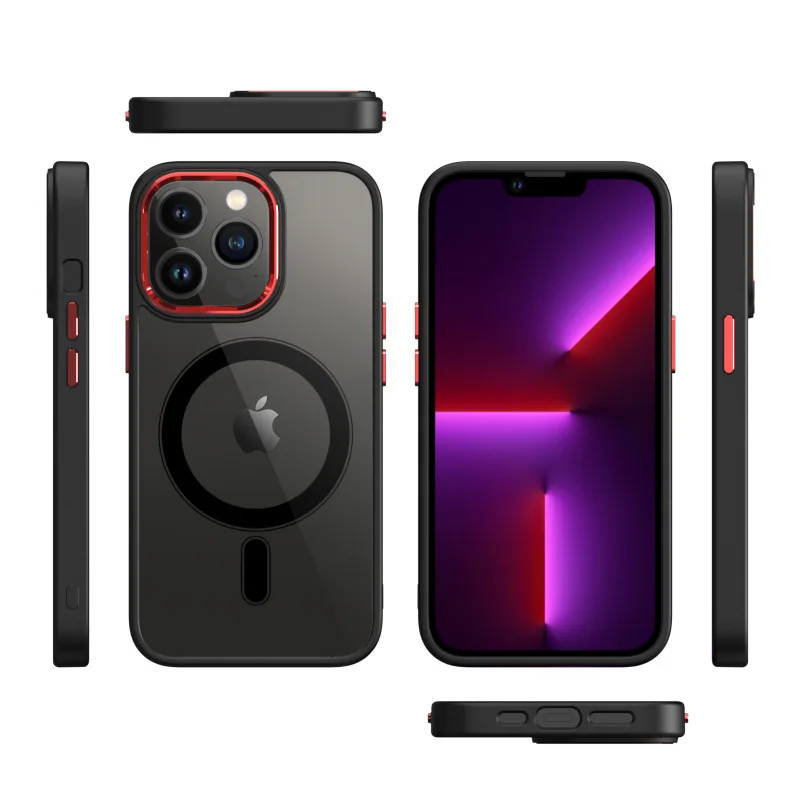 Luxury 3 in 1 Magnetic Shockproof Phone Case Metal Lens Camera Protection Hard Clear Back Cover For iPhone 13 14 Pro Max 12