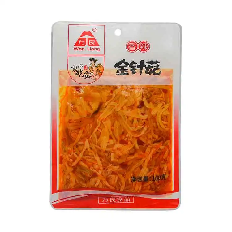 Militaris Exotic Mushroom China 160g Spicy Enoki Mushroom Snacks With Red Oil Flavoring For Life