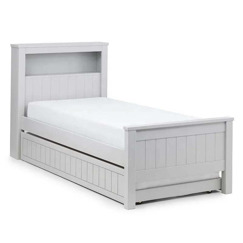 teen solid pine beech modern design white and Dove Grey Maine Bookcase Bed with Trundle Bed for kids