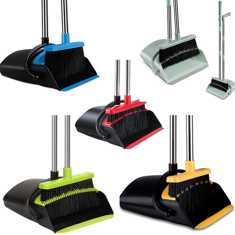 Индивидуальный цвет OEM ODM приветствуется длинная ручка smart China garden cleaning Пластиковая регулируемая метла с пылесборником