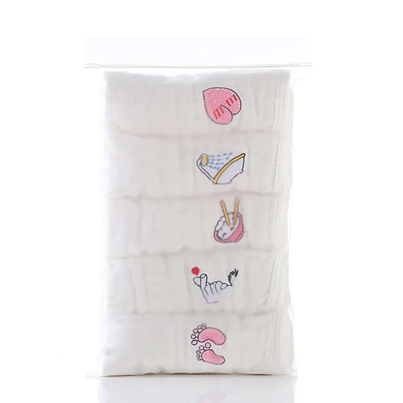 Muslin cotton towels with lovely embroidery for baby,soft and comfortable towels for girls and boys