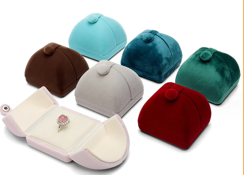 Hotsale high end flannel velvet jewellery packaging box double open foil logo necklace bracelet ring box with custom logo