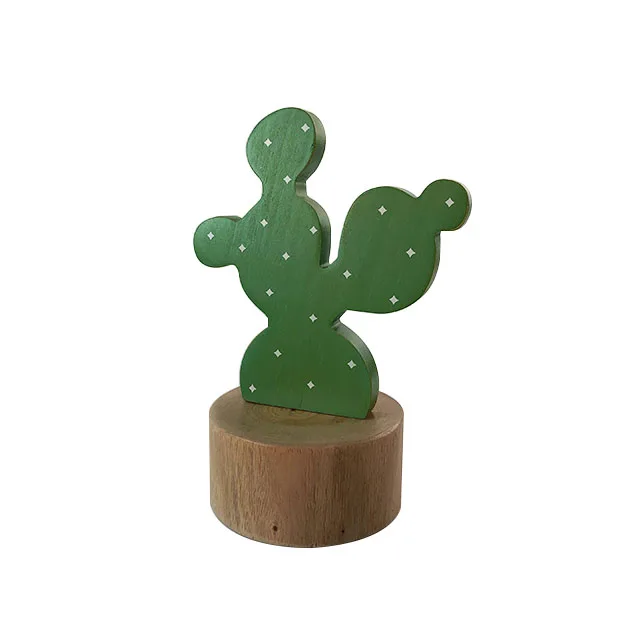 Nordic Creative wood cactus office  table decoration wooden ornamentation