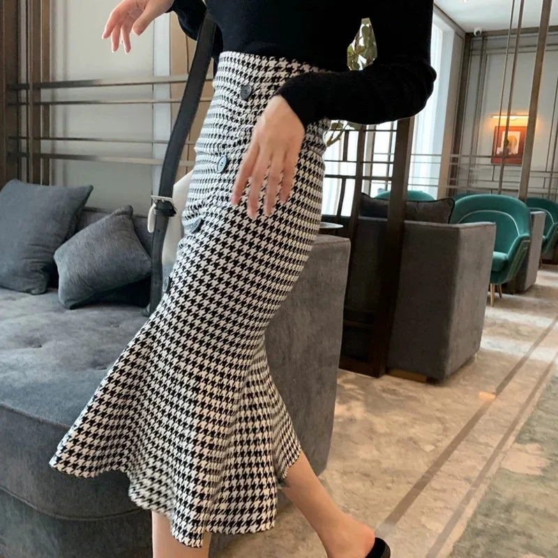 2024 Single Breasted Long Maxi Skirt For Women Plus Size XS 3XL Mermaid Style Stretch Ladies Black And Blue Skirts