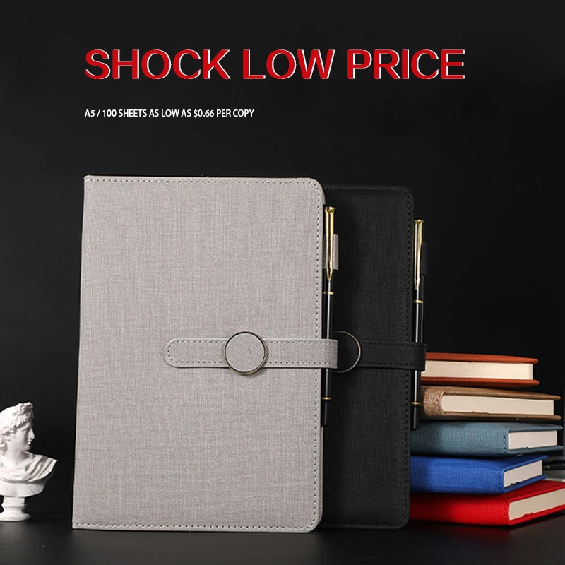 Wholesale A5 Deer Head Notepad Soft Leather Business Notebook Enterprise Buckle Thickened Prize Book Gift Box Set With Pen
