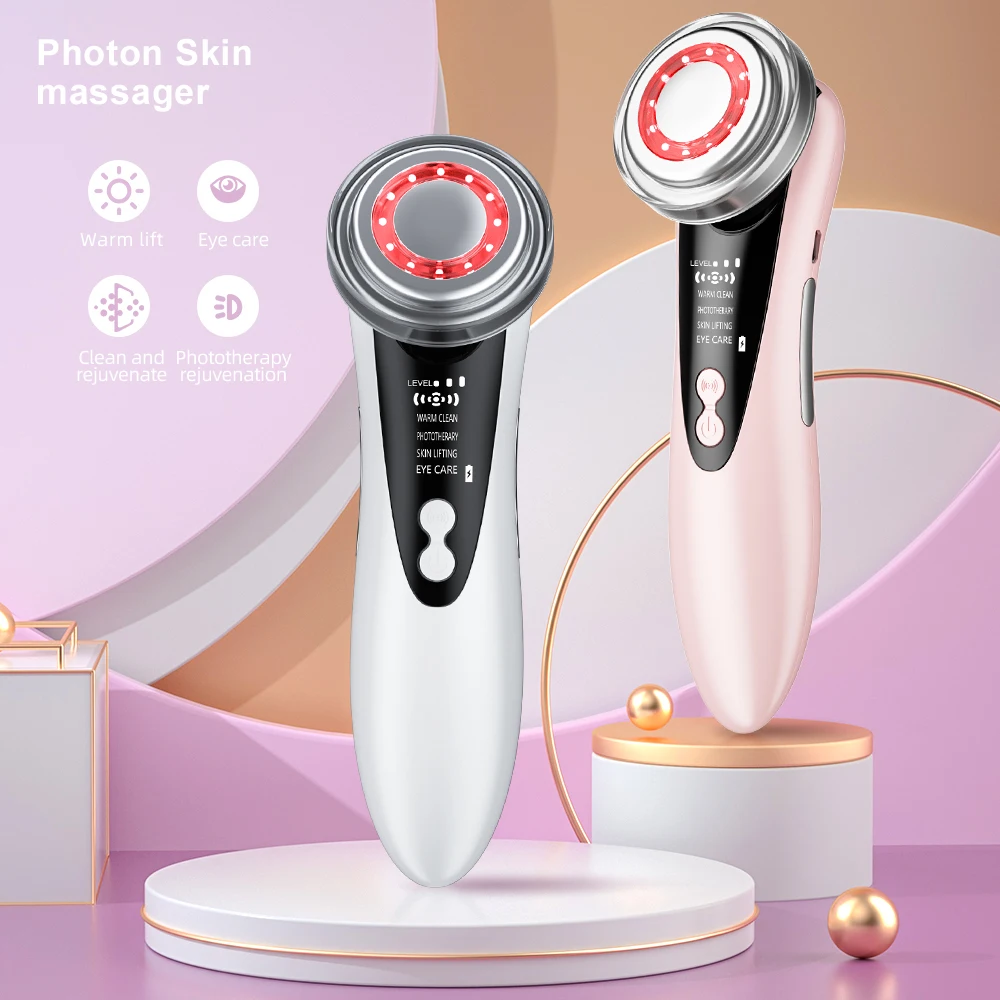 Trending 2024 New Home Beauty Skin Tightening Rejuvenation Face Massager Iontophoresis Led Photon Light Skin Care Beauty Machine