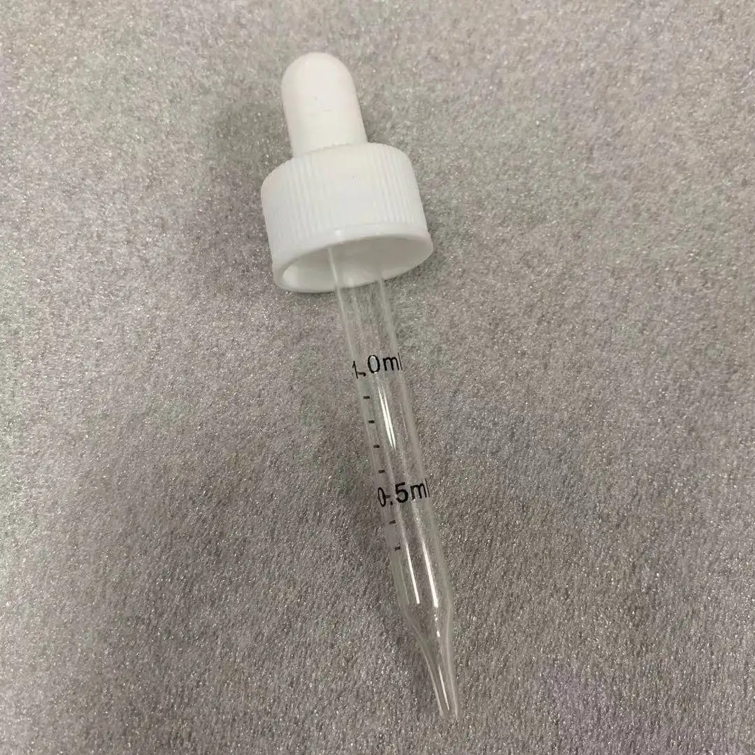 20mm neck size 20/410 screw cap glass Droppers with 77mm pipette for 30ml pet bottle