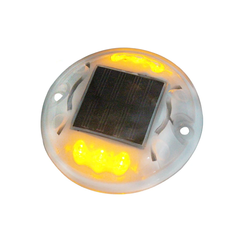Round Light PC Plastic LED Solar Powered Cat Eye Road Stud Waterproof IP68 Traffic Products