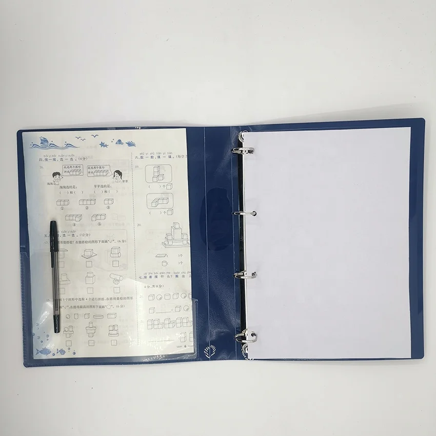 Good quality PP plastic a4 paper 4-holes D-RING binder punch folder with card bag