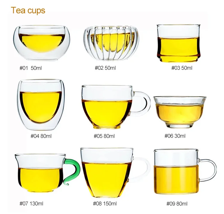 Eco-Friendly Safe Modern Borosilicate Transparent Clear Glass Tea Pot and Cup Set for Tea Serving