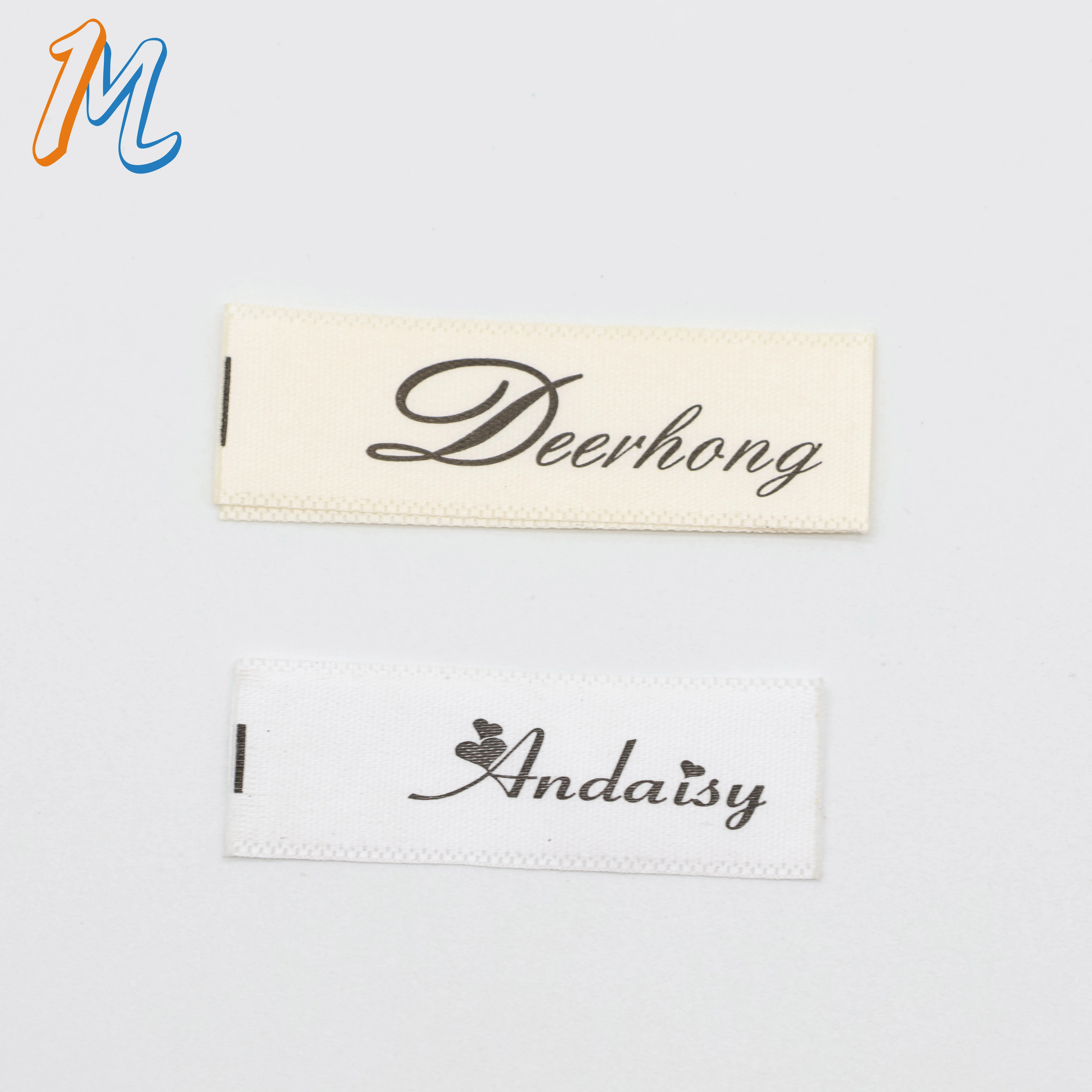 Woven White Garment Labels Clothing Manufacturer Fabric Tags Iron On Neck Cotton Custom Made Logo Label for Clothes