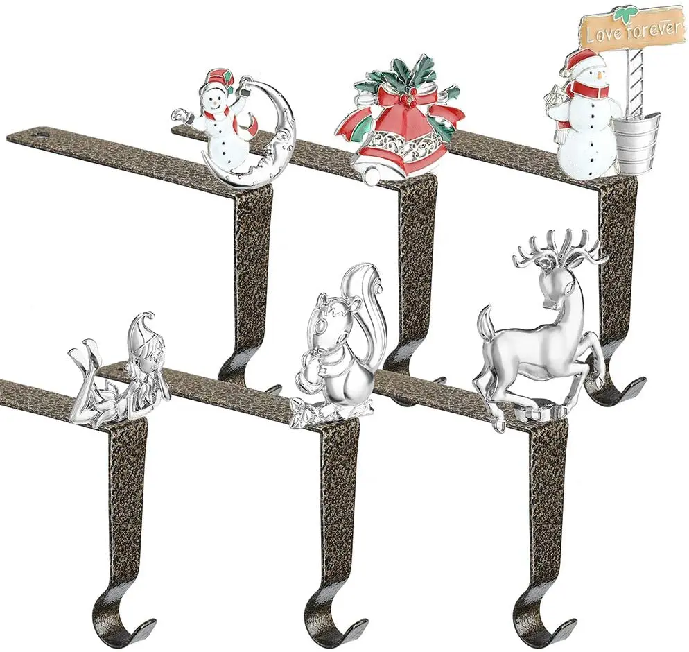 Custom Set of 4 Christmas Stocking Holders Zinc Alloy  Christmas Stocking Hangers Large Christmas Stockings