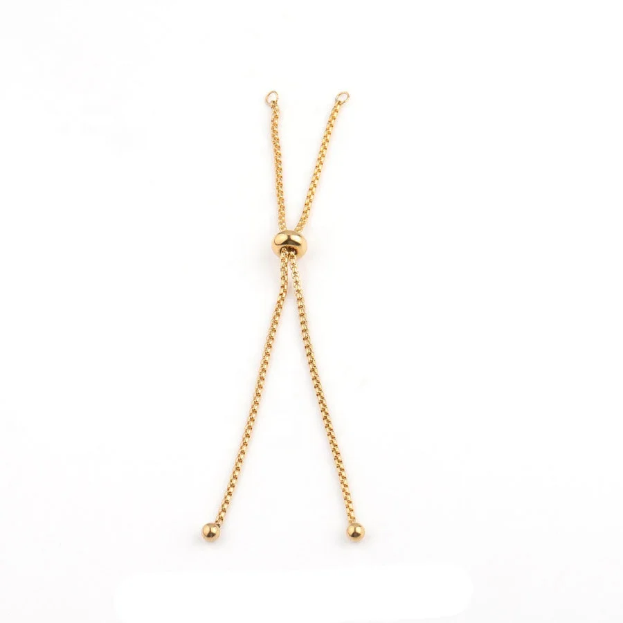 Customized Plastic Bead Stainless Steel Box Chain Adjustable Diy Chain Bolo Bracelet