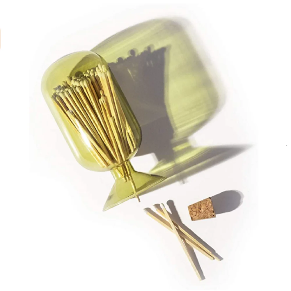 New Design custom size and color small fireplace glass match cloche match sticks glass bottle holder