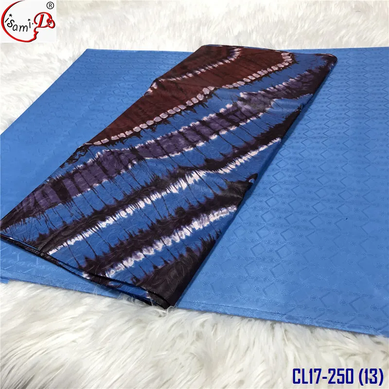 Lisami RTS bazin+5Ykampala per set High Quality bazin riche  embroidery prints China supplier Lace Fabric