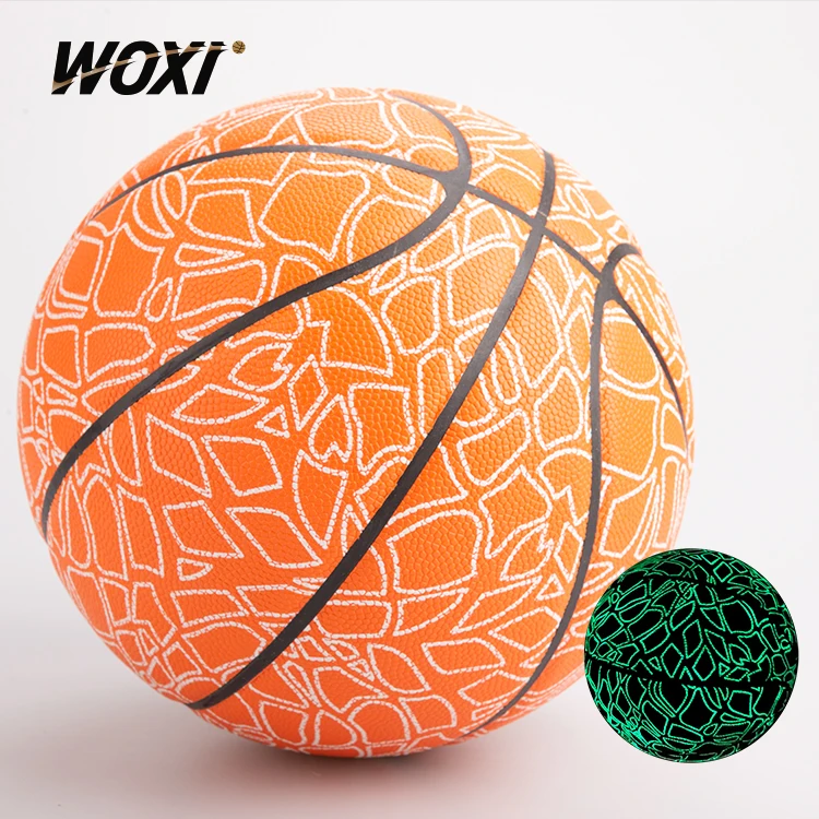 Custom TPU basketball glow in the dark ball Fluorescent coating popular Basketball ball