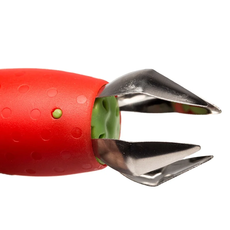 Симпатичный практичный Красный Клубничный хуллер клубничный стержень для удаления верхних листьев фруктовый лист стебель Hullers креативный кухонный гаджет