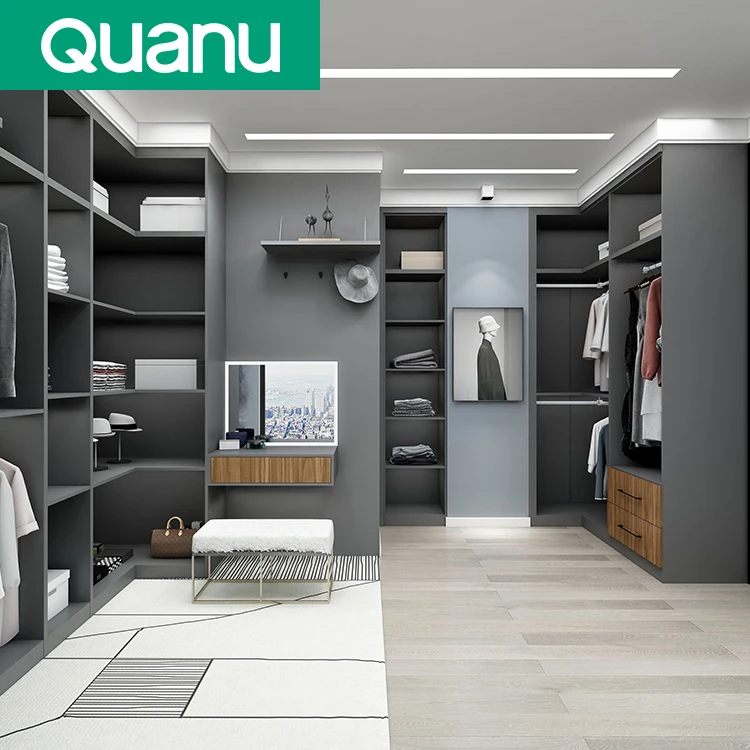 Factory Customized Walk-in Closet Solid Wood Cloakroom