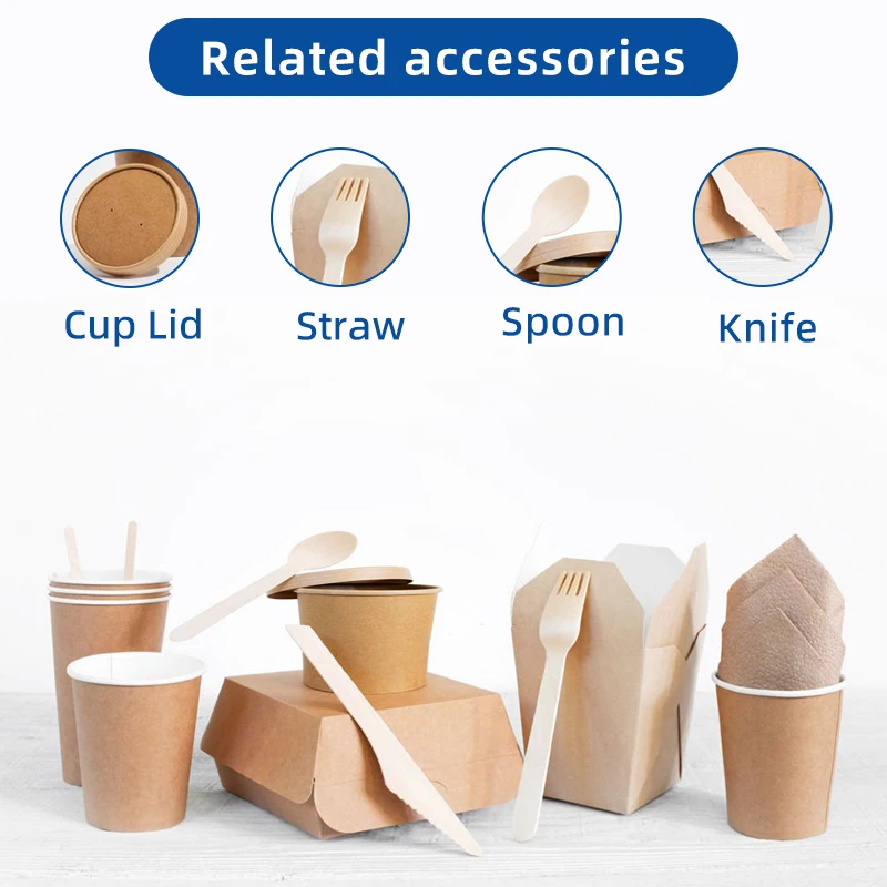 Biodegradable Kraft Paper Lunch Box With Lid Disposable Takeaway Container For Fast Food