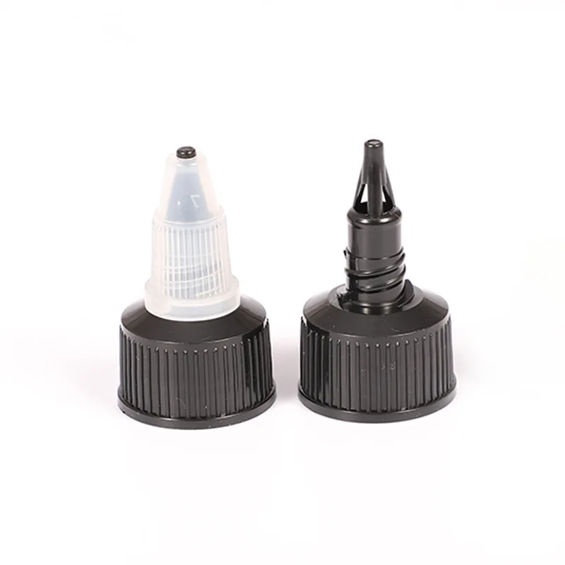 Free samples hair soap bottle 24/410 18/20/24/28mm PP plastic twist spout Lug off cap Long Nozzle pointed mouth top screw lid