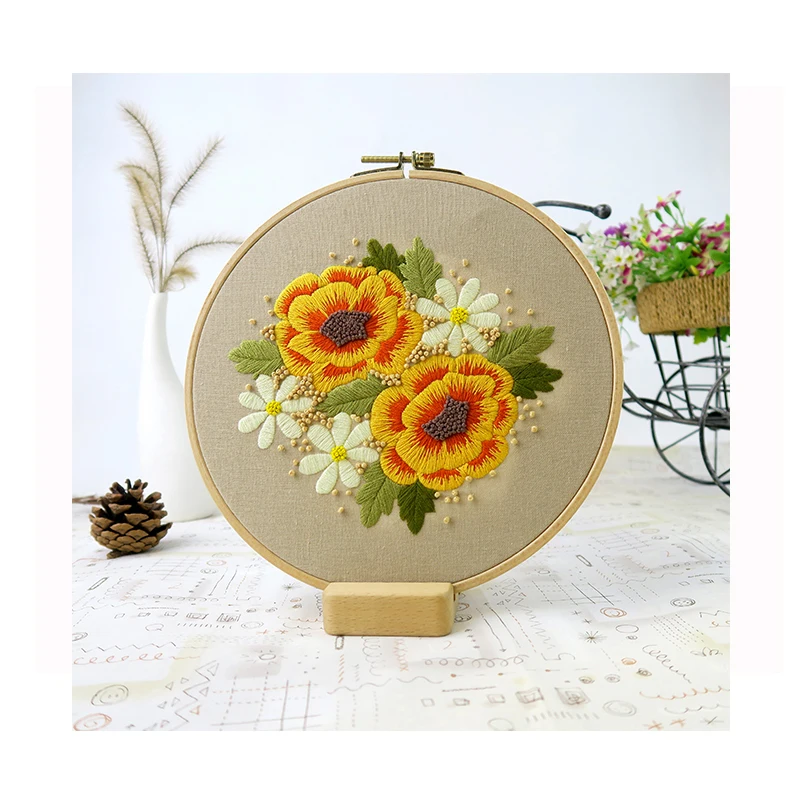 
Embroidery Kit Flower Pattern Beginner Cross Stitch Handmade Needlepoint Kit for Adults 