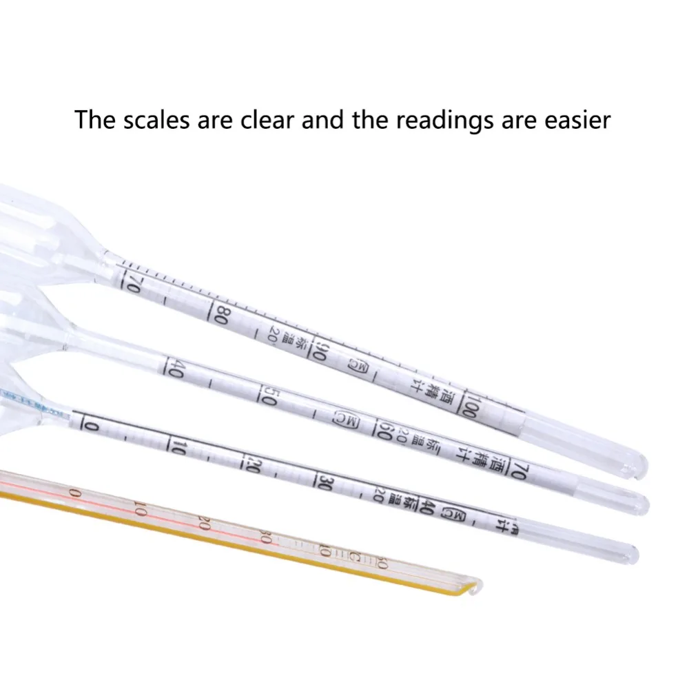 3pcs 0-100 Degrees Alcohol Meter Alcoholometers Wine Meter Measuring Alcohol Concentration Meter Whisky Vodka Bar Set Tool