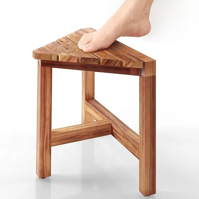 High Quality Shaving Legs Wooden Shower Foot Rest Small Shower Corner Stool Seat for Inside Shower
