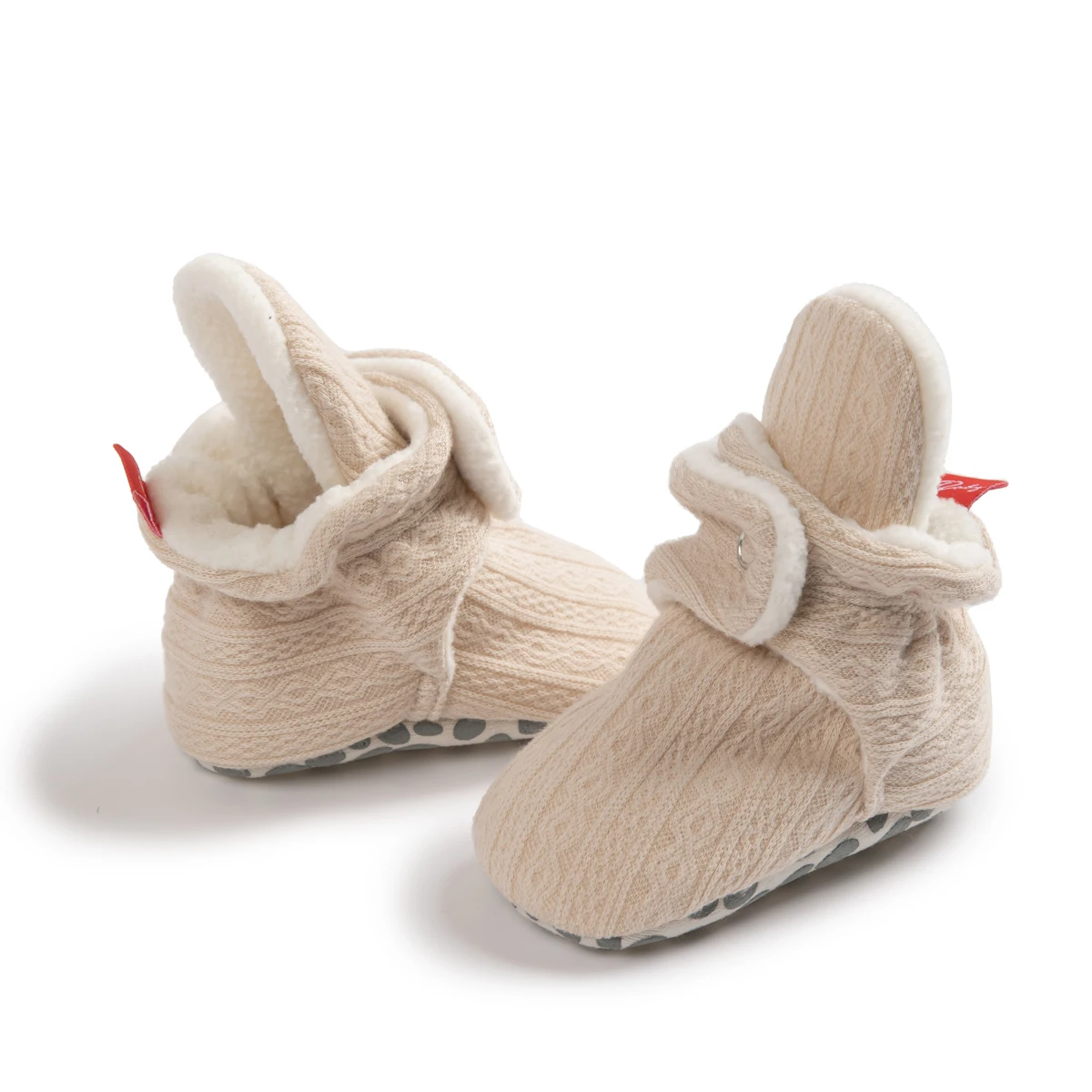 Customize Newborn Indoor Winter Socks Buttons Knitting Cotton Soft Sole Infant Crib Shoes Baby Booties