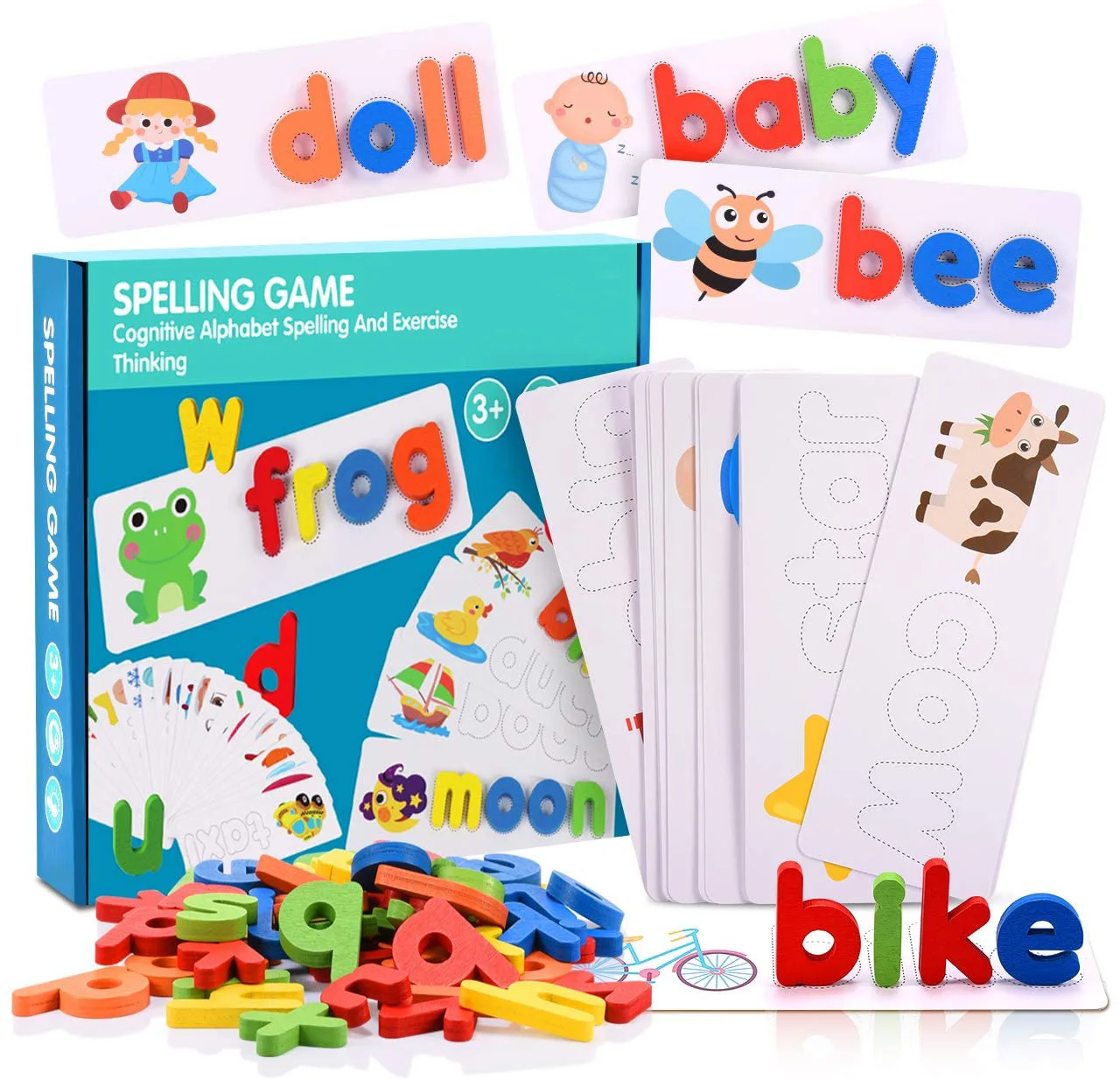 
26 Letters Wooden Montessori Alphabet Puzzle Spelling English Words Games Spell Learning Toys Educational Toys 