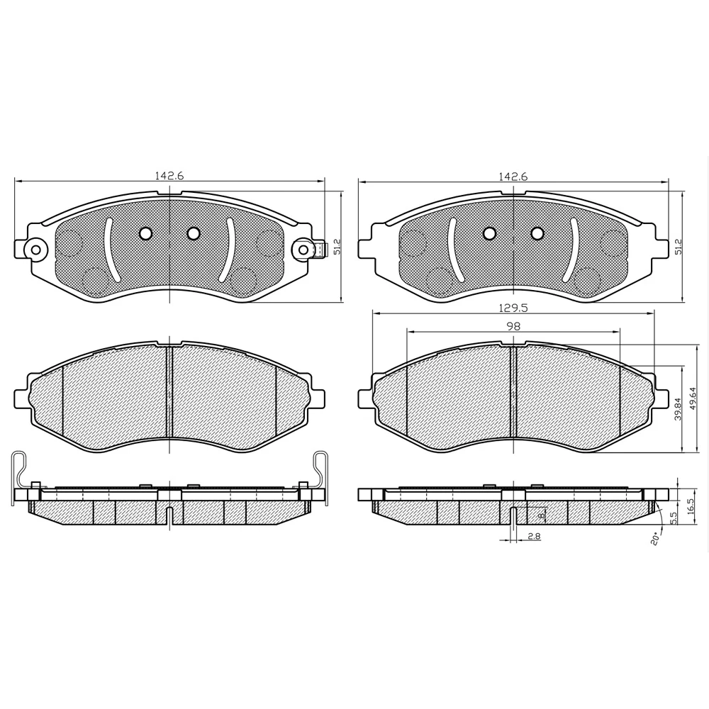 Good Quality Iso9001 Chamfered Car Parts Brake Pads 120833 for DAEWOO NUBIRA Wagon J100 1997-