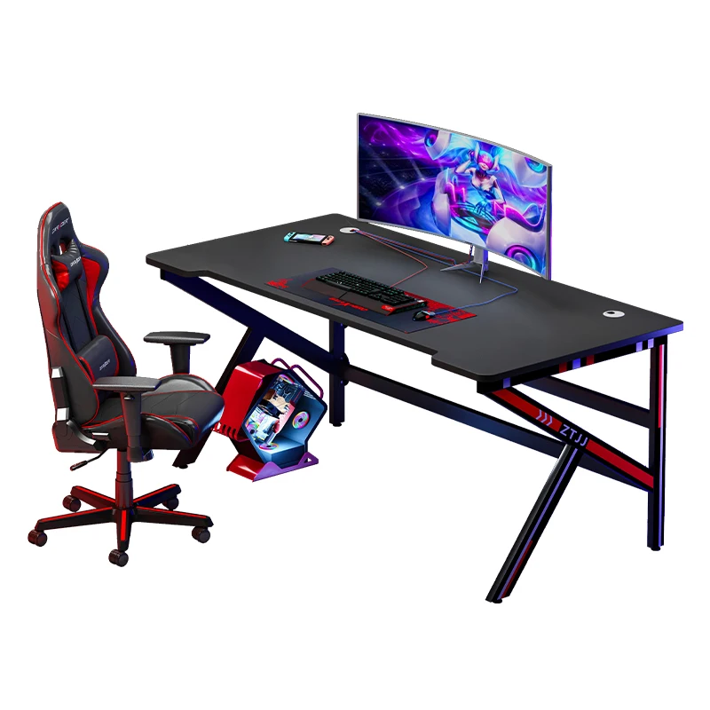 Wholesale gaming pc desk computer racing table with RGB Led lights gaming table for gamer