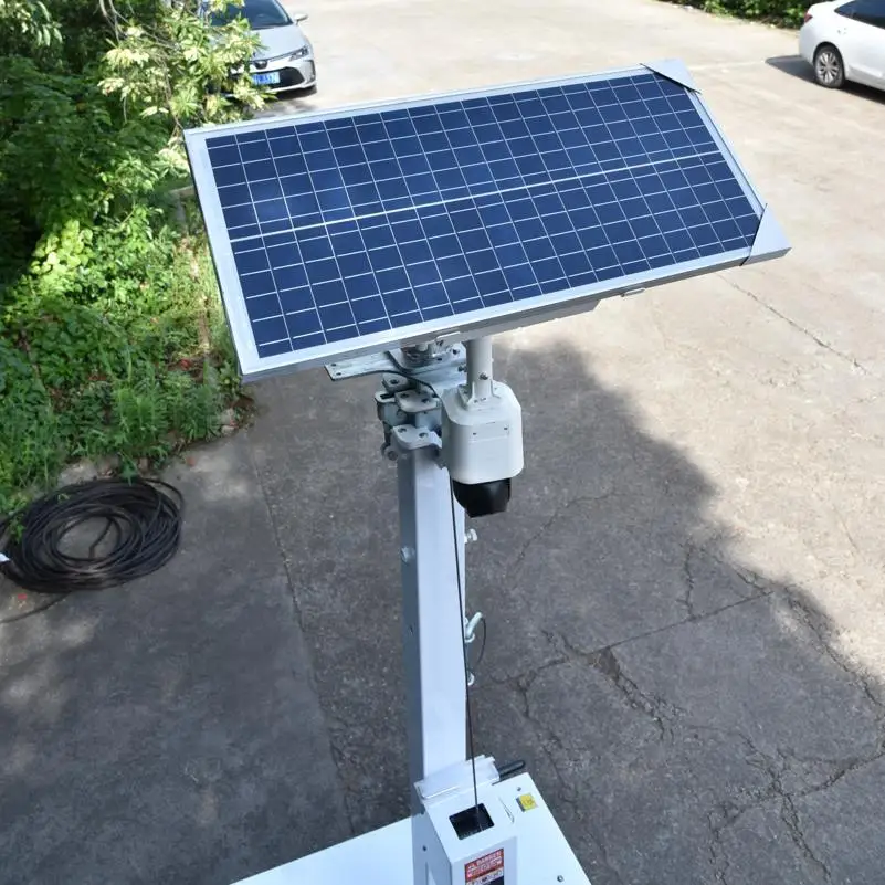 Smart Remote Control Solar Camera PTZ Tower on Mobile Telescopic Mast