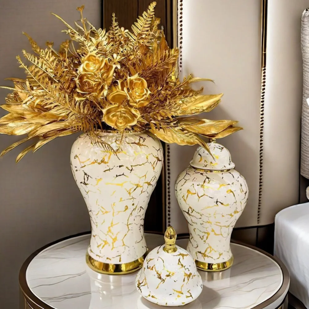 Middle East Arab Luxury White Golden Painting General Jar Centerpieces for Wedding Table Vase for Wedding